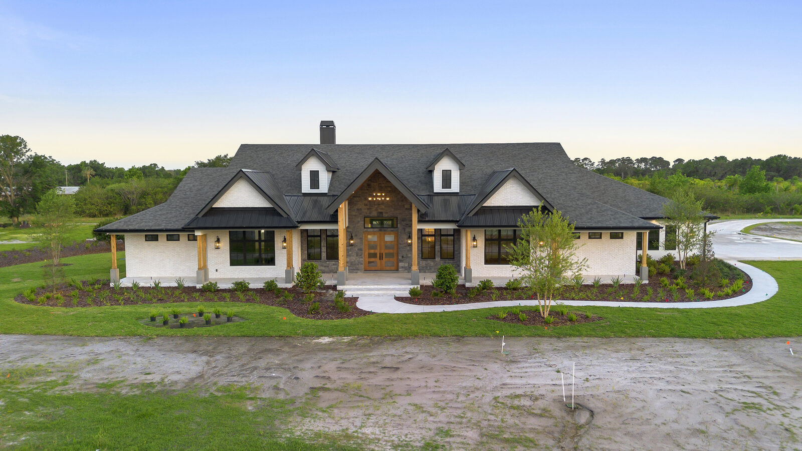 Farmhouse estate overlooking a pond